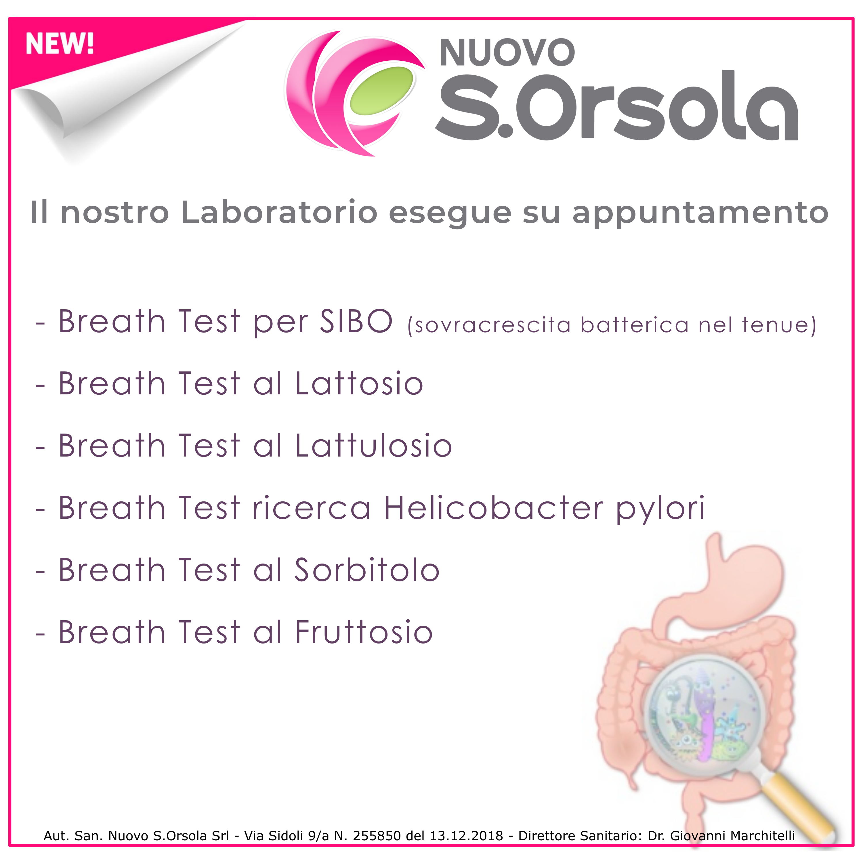 Breath Test SIBO Lattosio Lattulosio Helicobacter pylori Sorbitolo Fruttosio